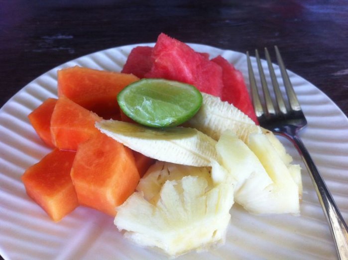 Breakfast fruit prepared in our Ubud house every morning